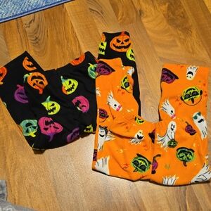 Halloween Pumpkin & Ghost Pajama Pants - Orange & Black
